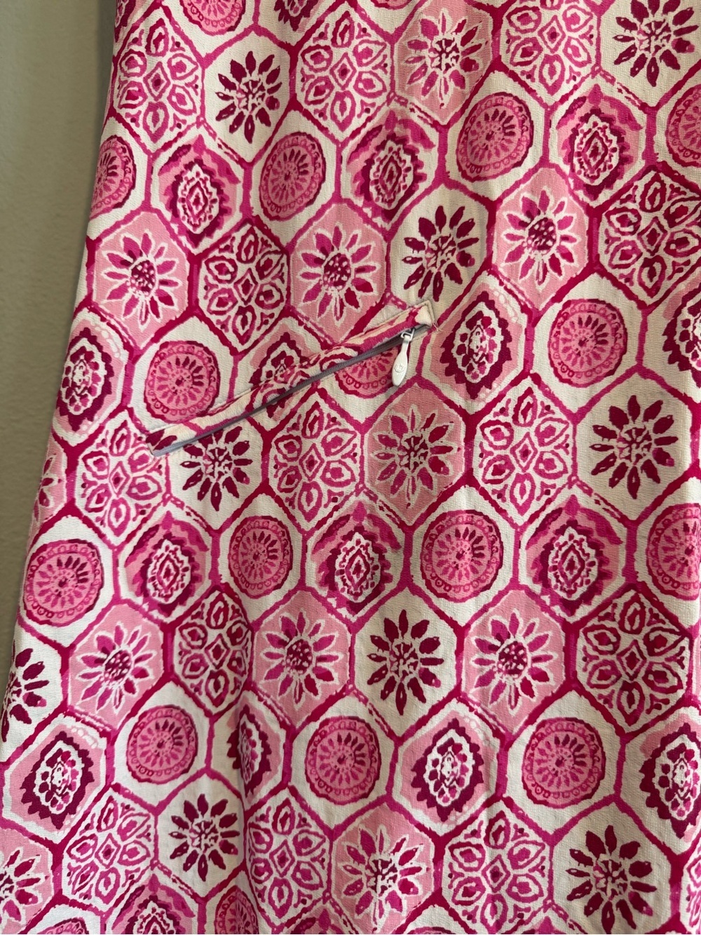 IBKUL Pink Geometric Print Sleeveless Nylon Dress 1/4 Zip L Sporty Golf Outdoors - Picture 3 of 7